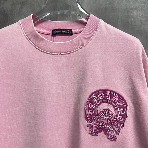 クロムハーツ クラシックウォッシュと刺繍カップル半袖Tシャツ