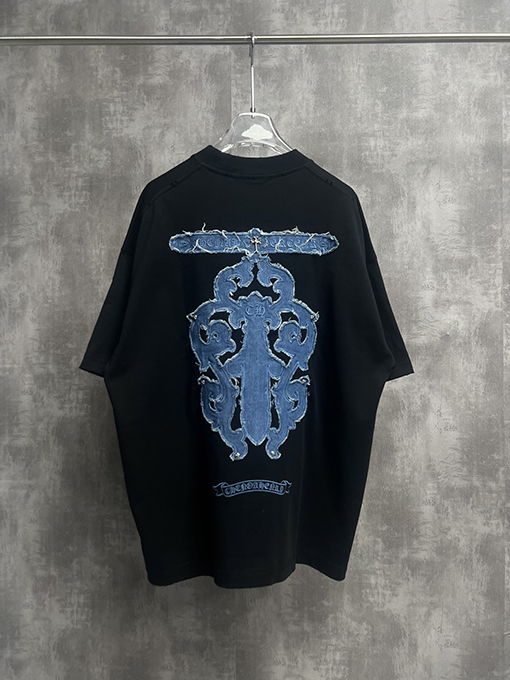 クロムハーツコピー ウォッシュと刺繍カップル半袖Tシャツ