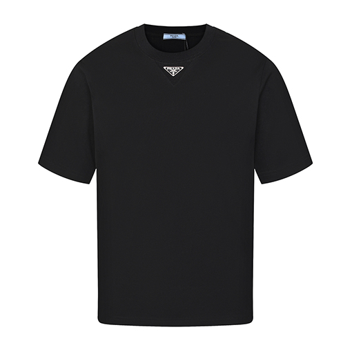 プラダ クラシックなメタルトライアングルロゴの半袖Tシャツ