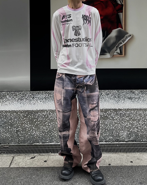 アクネストゥディオズジーンズスーパーコピー Acne Studios 3Dプリントがずれたジーンズ