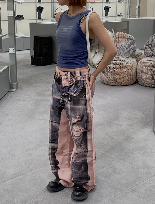 アクネストゥディオズジーンズスーパーコピー Acne Studios 3Dプリントがずれたジーンズ