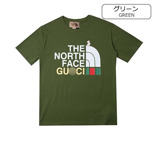 グッチスーパーコピー×【ノースフェイス】メンズ レディース 半袖Tシャツ